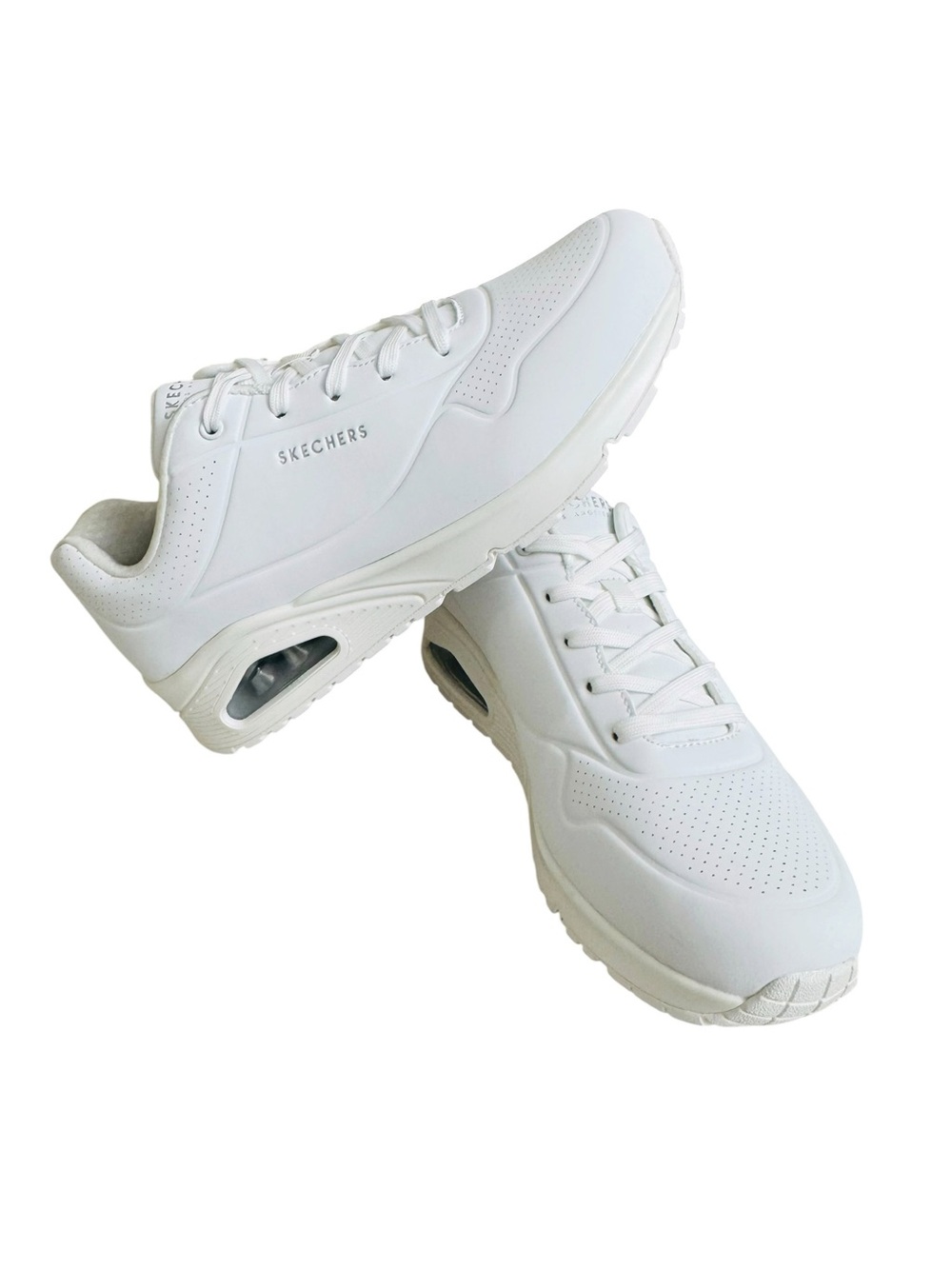 Skechers Men’s Memory Foam Wide Fit White Sneakers Shoes Size 11